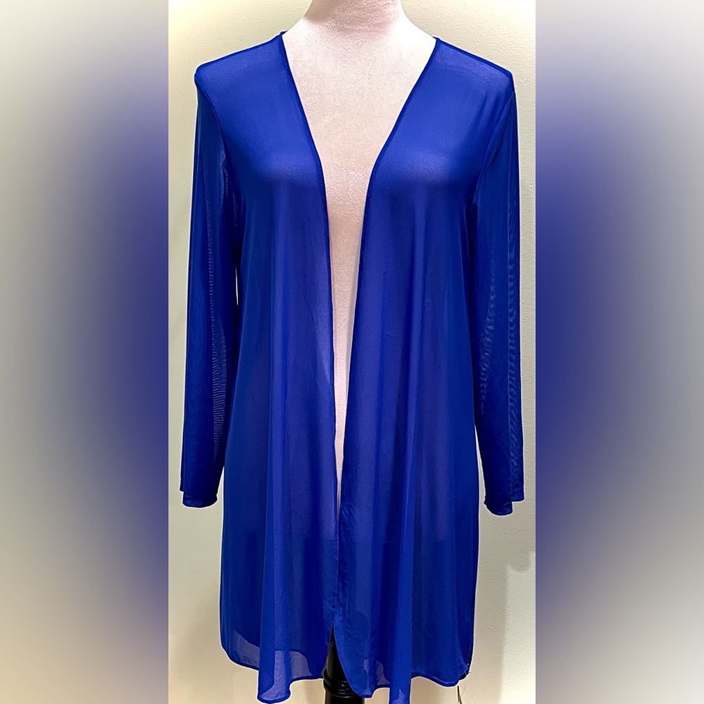 💙 NWOT Royal Blue Sheer Open Cardigan | Hi-Lo Hem | Size L